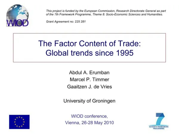 The Factor Content of Trade: Global trends since 1995