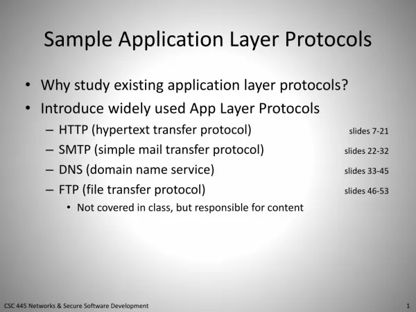Sample Application Layer Protocols