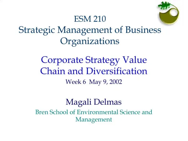 ESM 210 Strategic Management of Business Organizations