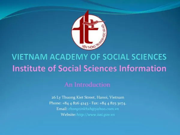 VIETNAM ACADEMY OF SOCIAL SCIENCES Institute of Social Sciences Information