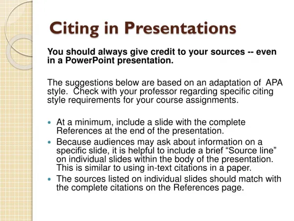 Citing in Presentations