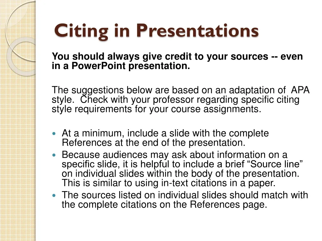 citing in presentations
