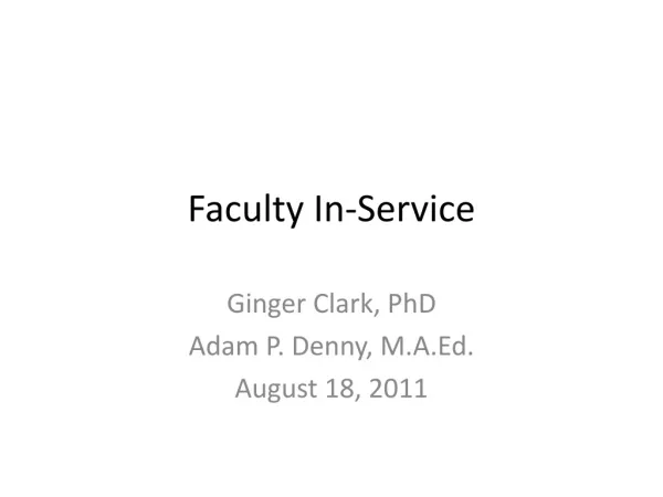 Faculty In-Service