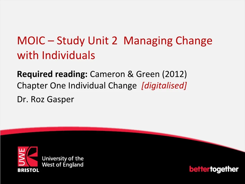 moic study unit 2 managing change with individuals
