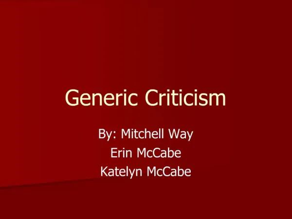 Generic Criticism