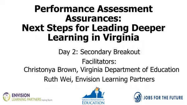 Performance Assessment Assurances: Next Steps for Leading Deeper Learning in Virginia