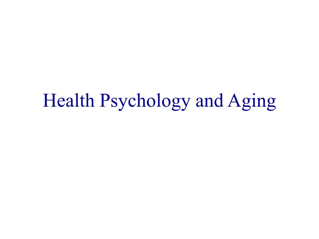 health psychology and aging