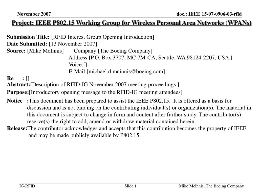 project ieee p802 15 working group for wireless