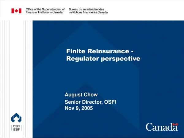 Finite Reinsurance - Regulator perspective