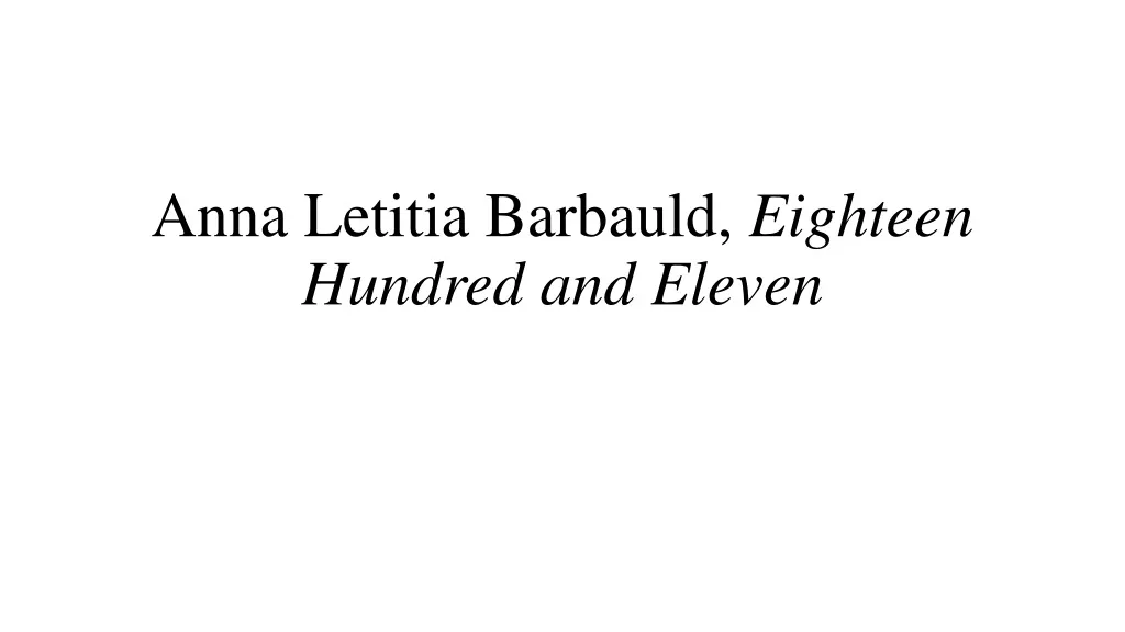 anna letitia barbauld eighteen hundred and eleven