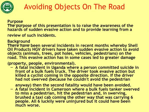 Avoiding Objects On The Road
