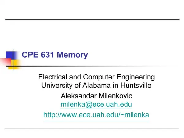 CPE 631 Memory