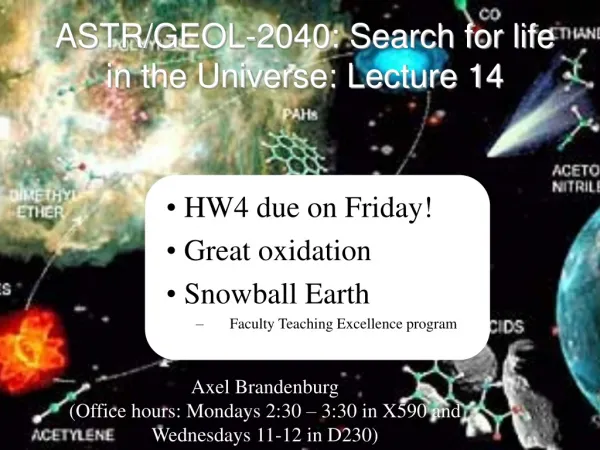 ASTR/GEOL-2040: Search for life in the Universe: Lecture 14
