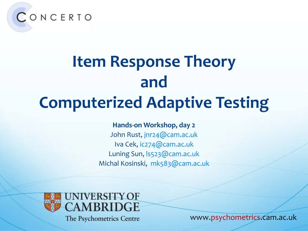 item response theory and computerized adaptive testing