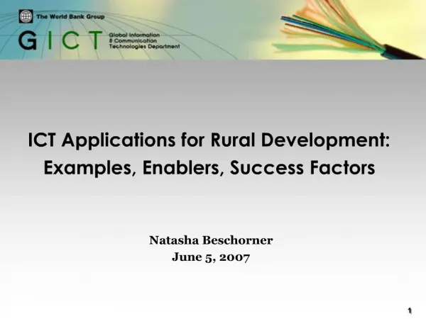 ICT Applications for Rural Development: Examples, Enablers, Success Factors