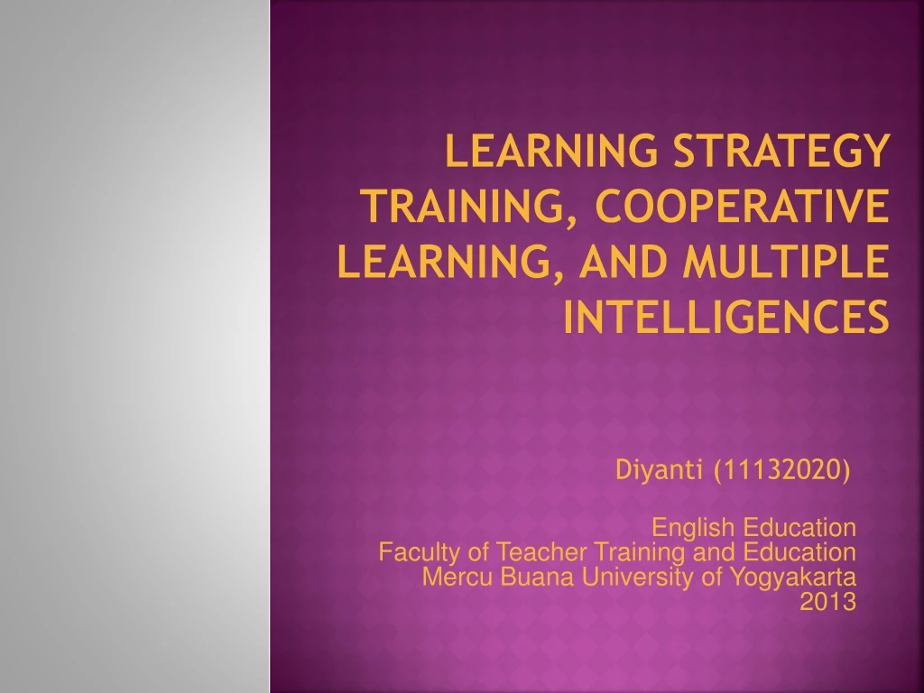 learning strategy training cooperative learning and multiple intelligences