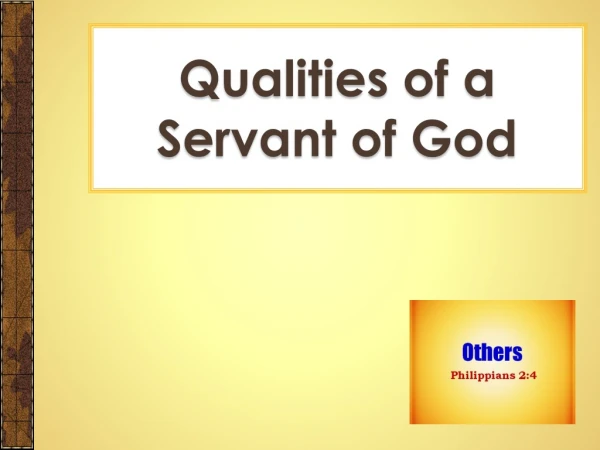 Qualities of a Servant of God