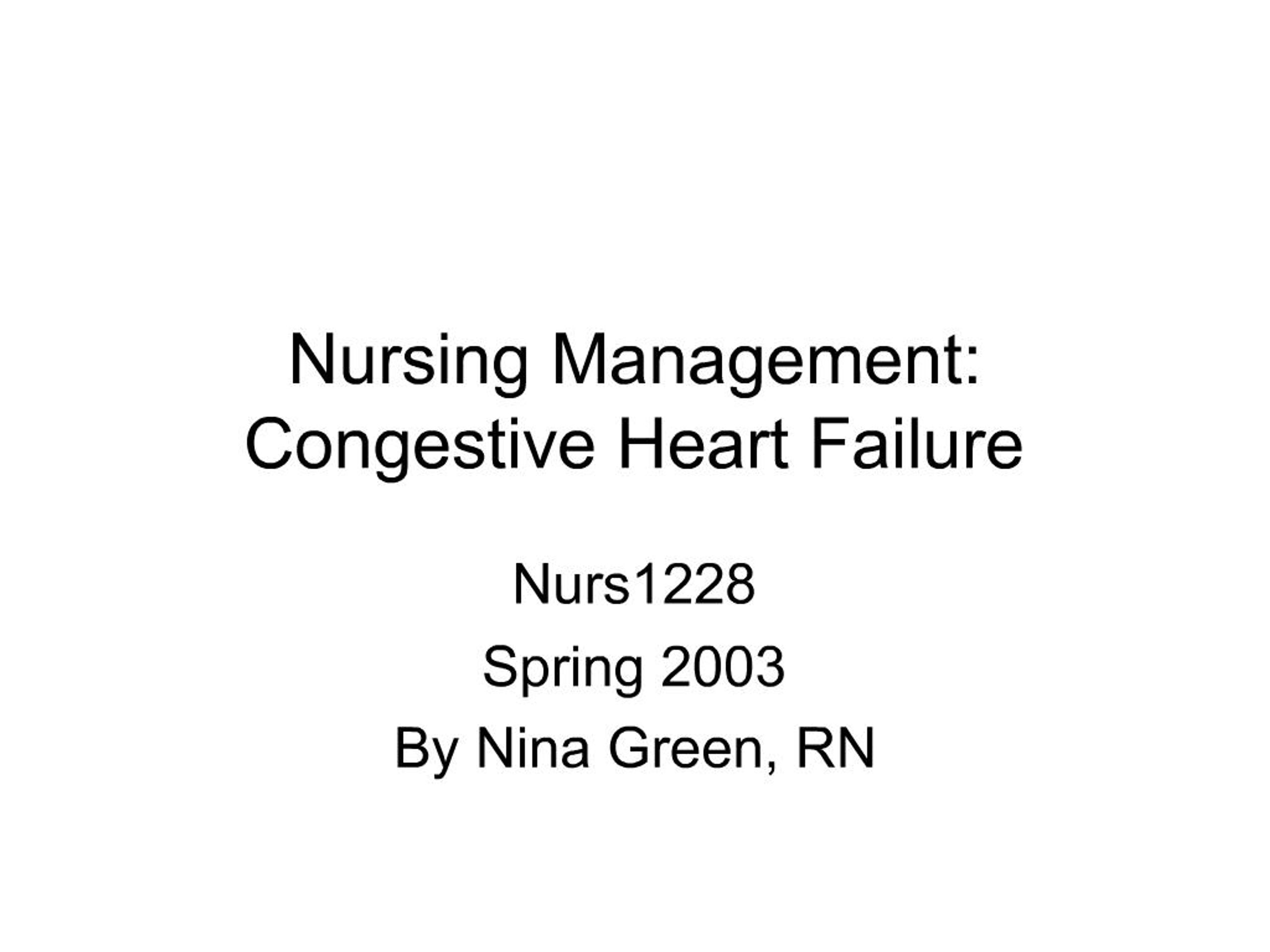 PPT - Nursing Management: Congestive Heart Failure PowerPoint ...