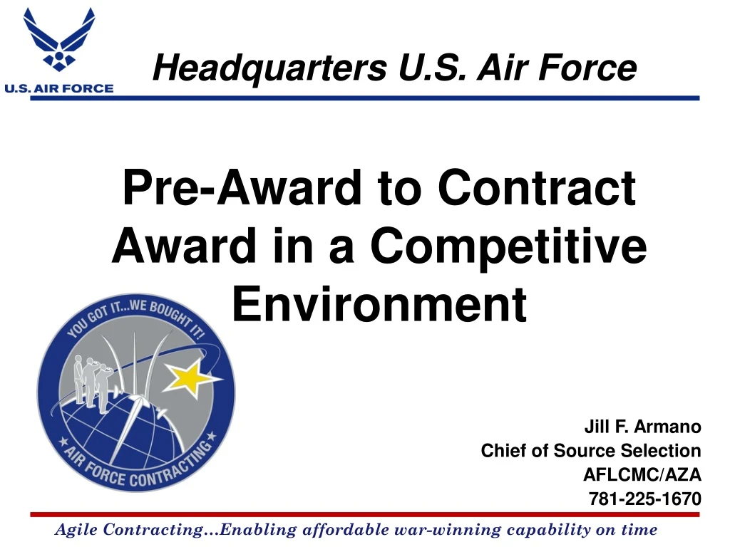 pre award to contract award in a c ompetitive