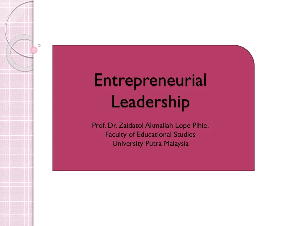 entrepreneurial leadership prof dr zaidatol