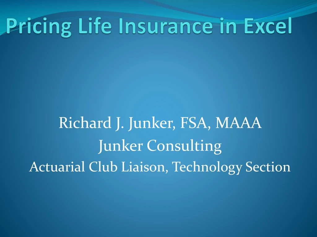 pricing life insurance in excel