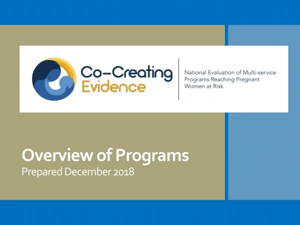 Overview of Programs Prepared December 2018