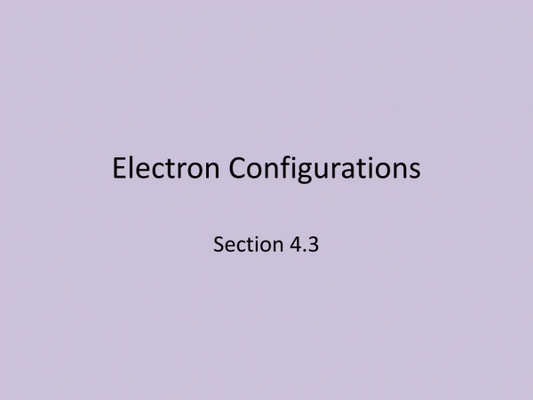 Electron Configurations