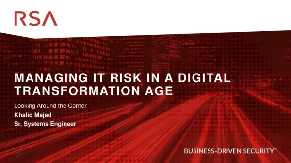 Managing IT Risk in a digital Transformation AGE