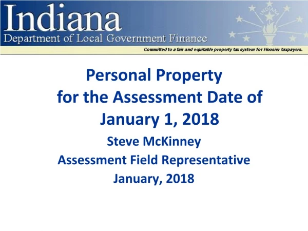 Personal Property for the Assessment Date of January 1, 2018