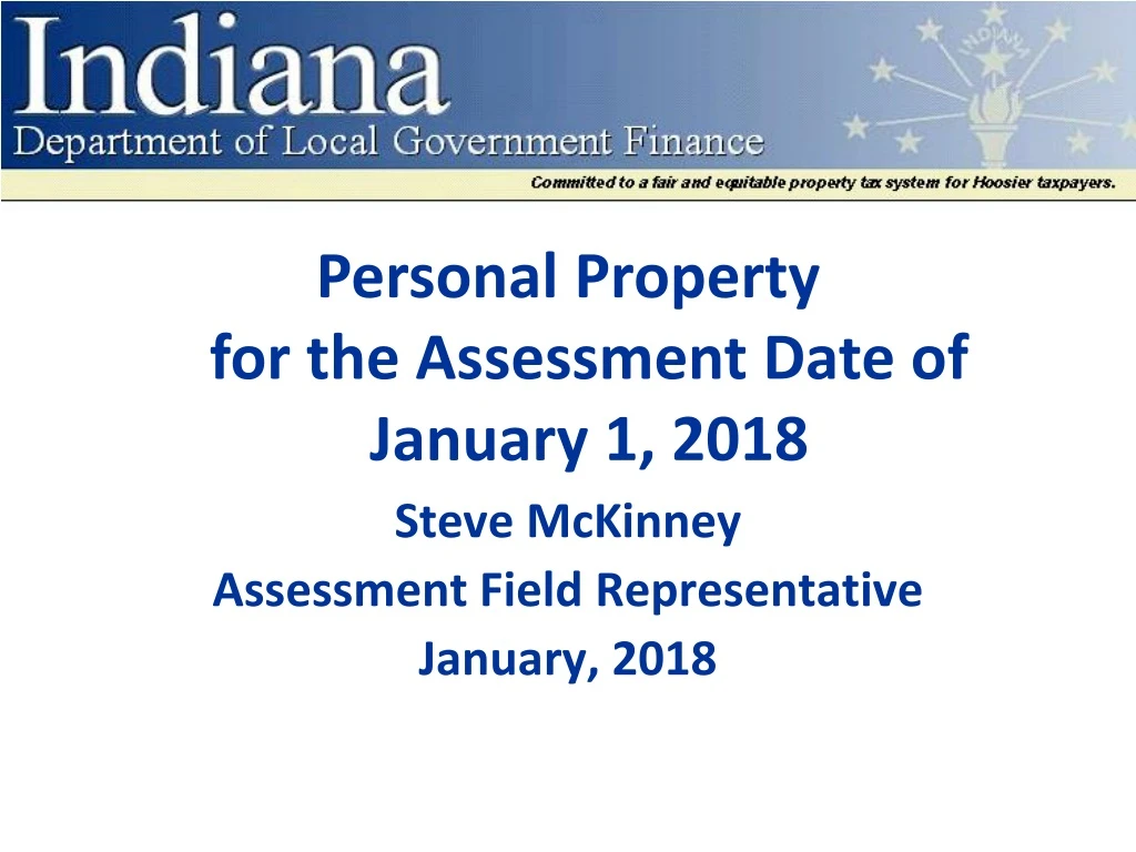 personal property for the assessment date of january 1 2018