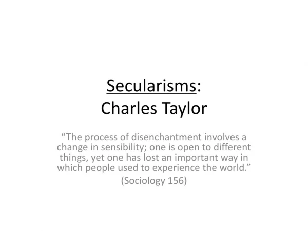 Secularisms : Charles Taylor