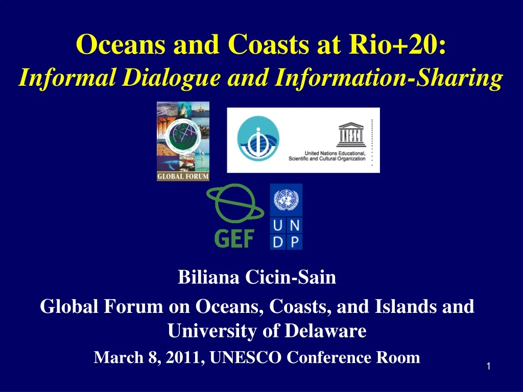 oceans and coasts at rio 20 informal dialogue and information sharing