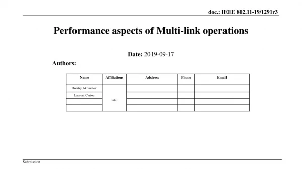 Performance aspects of Multi-link operations
