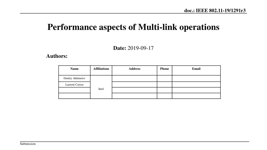 performance aspects of multi link operations