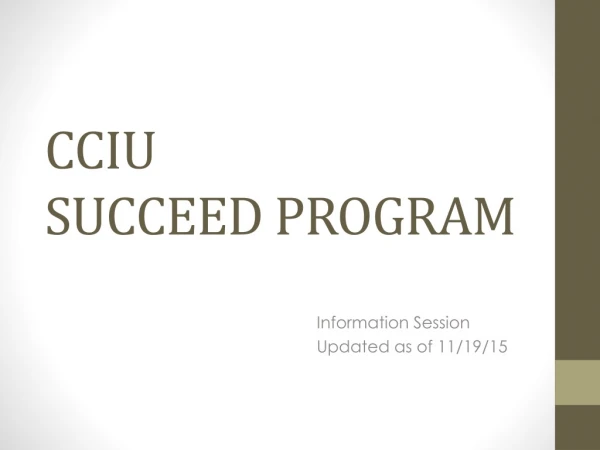 CCIU SUCCEED PROGRAM