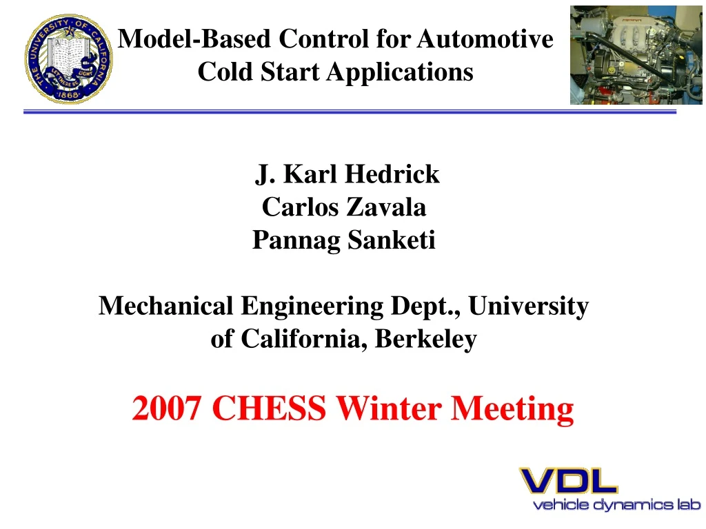 model based control for automotive cold start applications