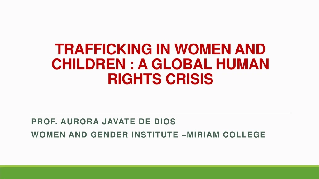 trafficking in women and children a global human rights crisis