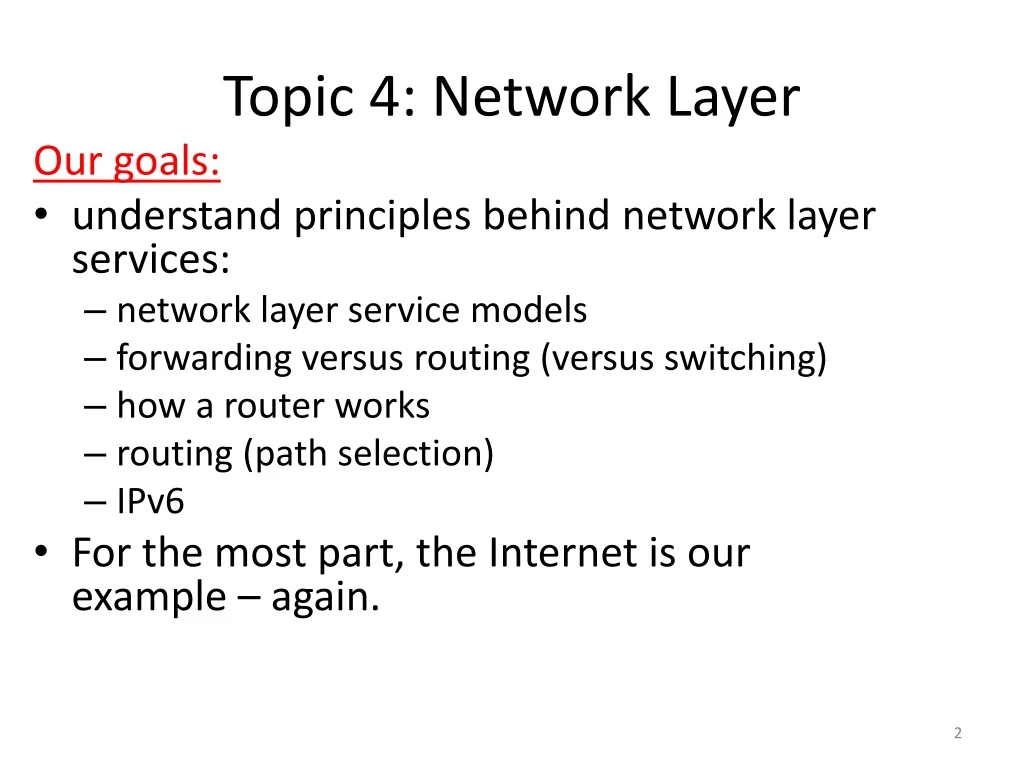topic 4 network layer
