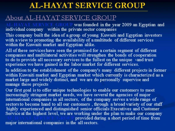 AL-HAYAT SERVICE GROUP