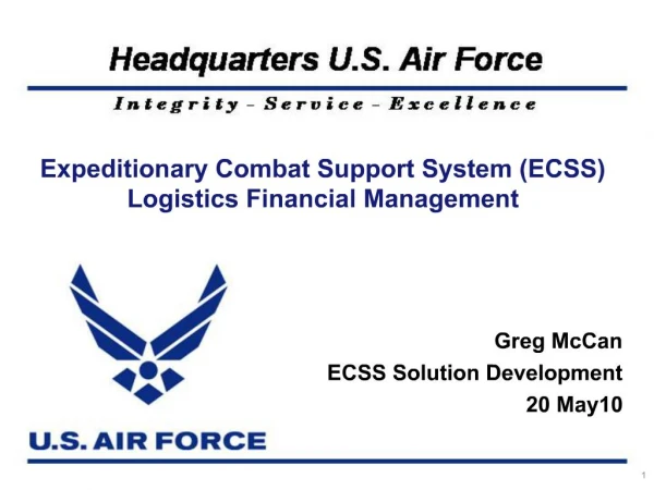 Expeditionary Combat Support System ECSS Logistics Financial Management