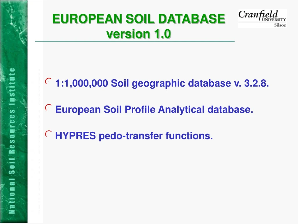 european soil database version 1 0