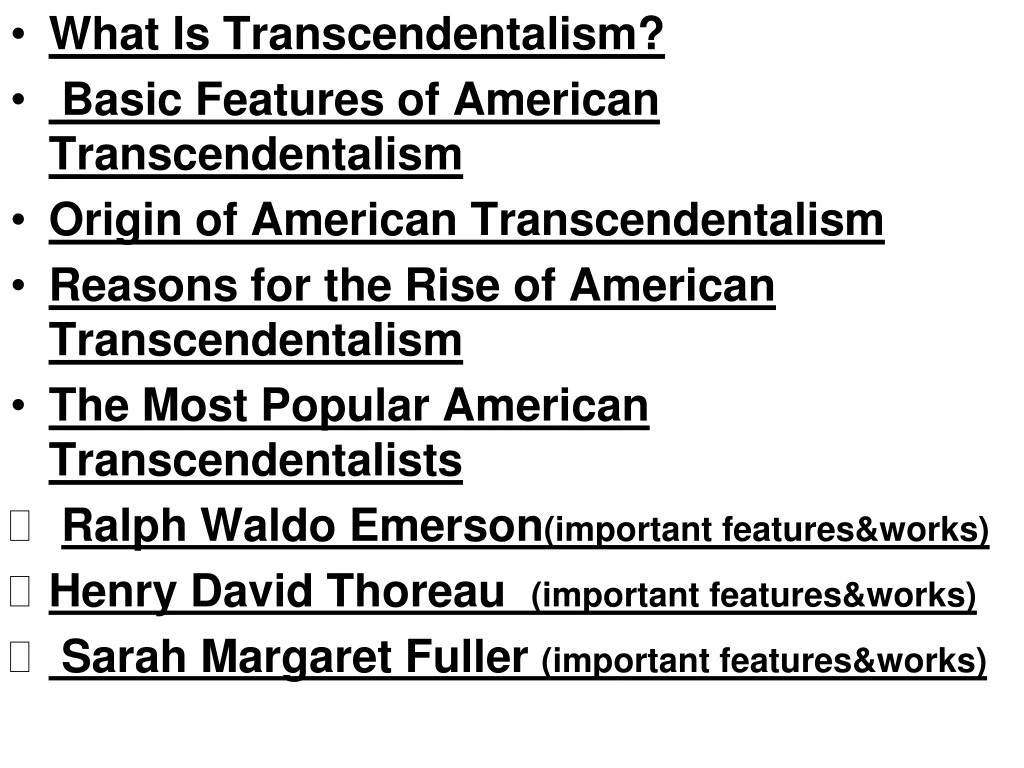what i s transcendentalism basic features