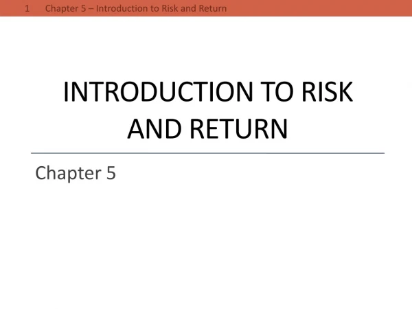 Introduction to Risk and return