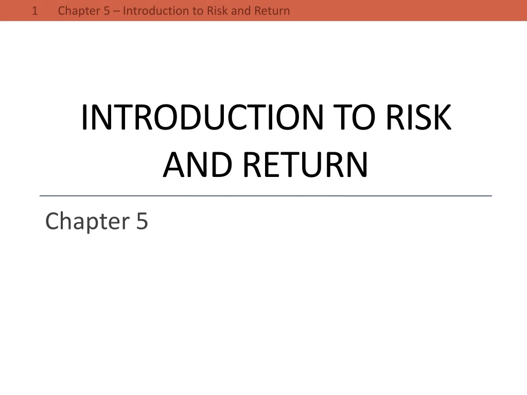 introduction to risk and return