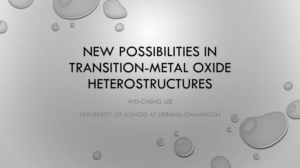 new possibilities in transition metal oxide heterostructures