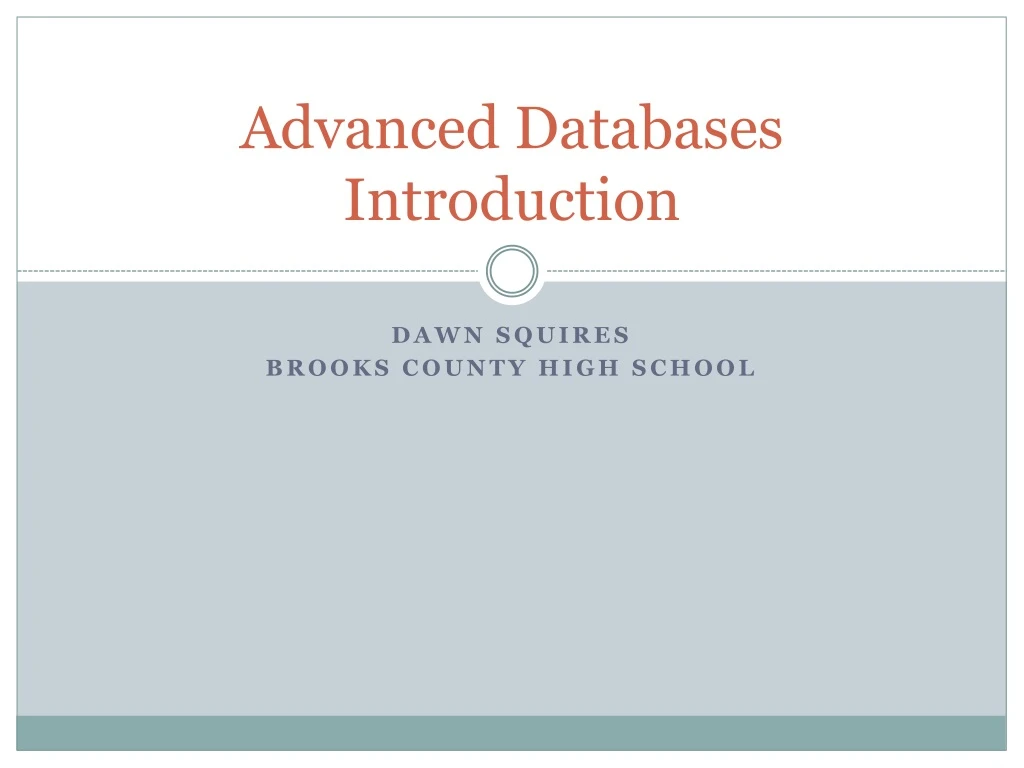 advanced databases introduction
