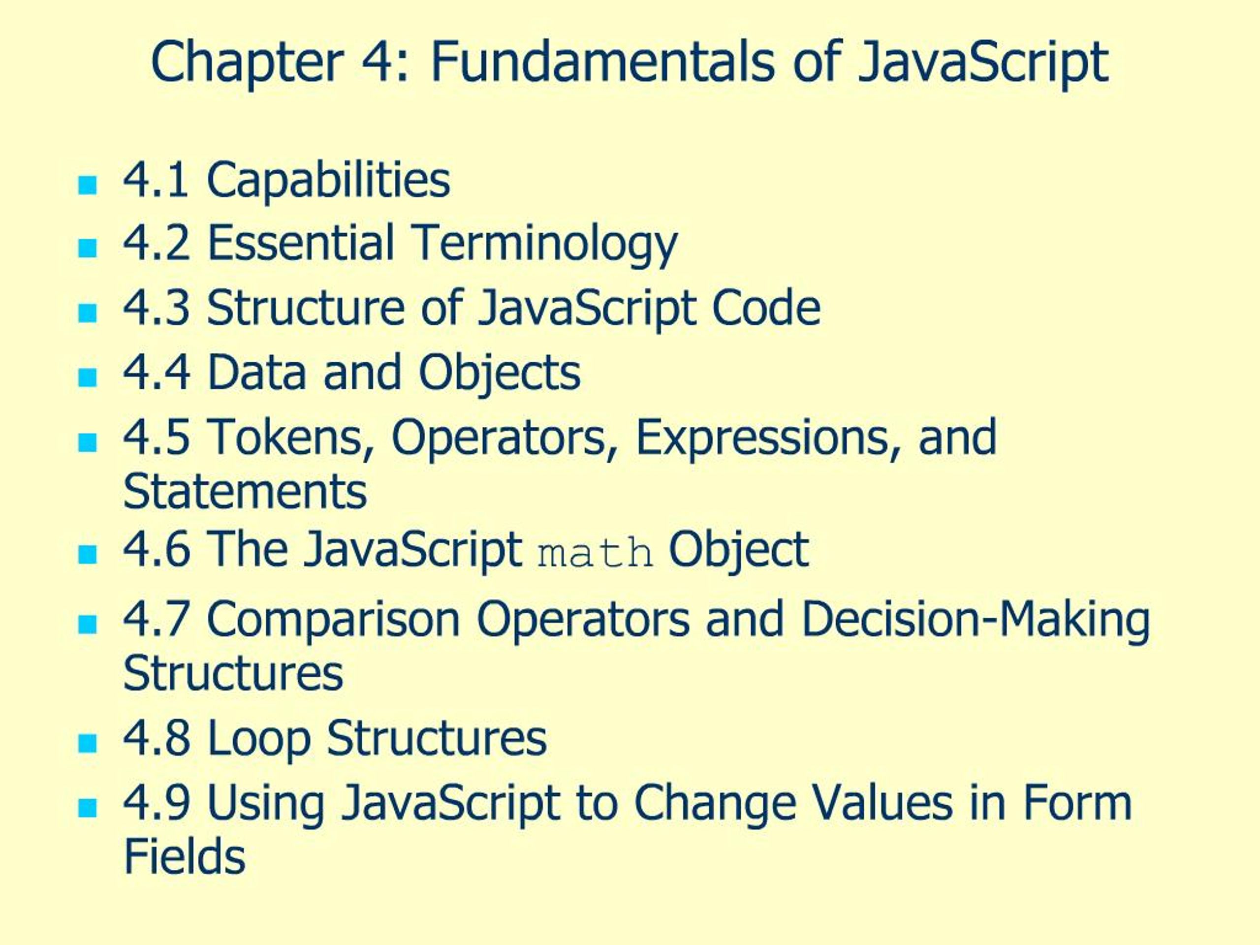PPT - Chapter 4: Fundamentals of JavaScript PowerPoint Presentation ...