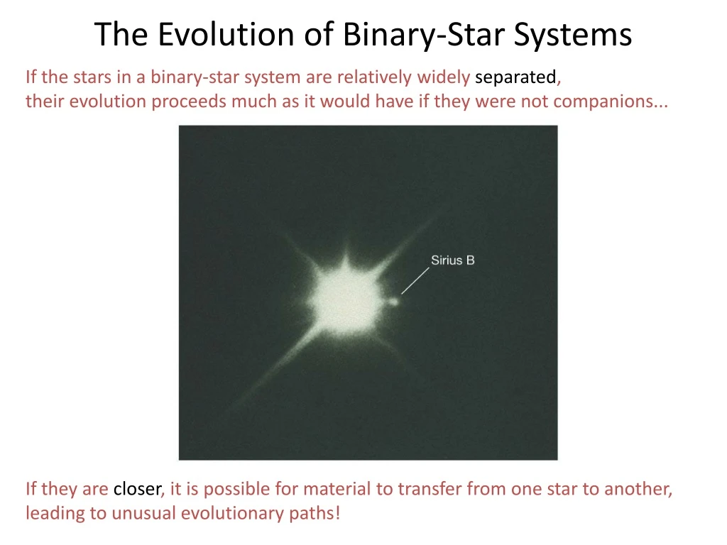 the evolution of binary star systems