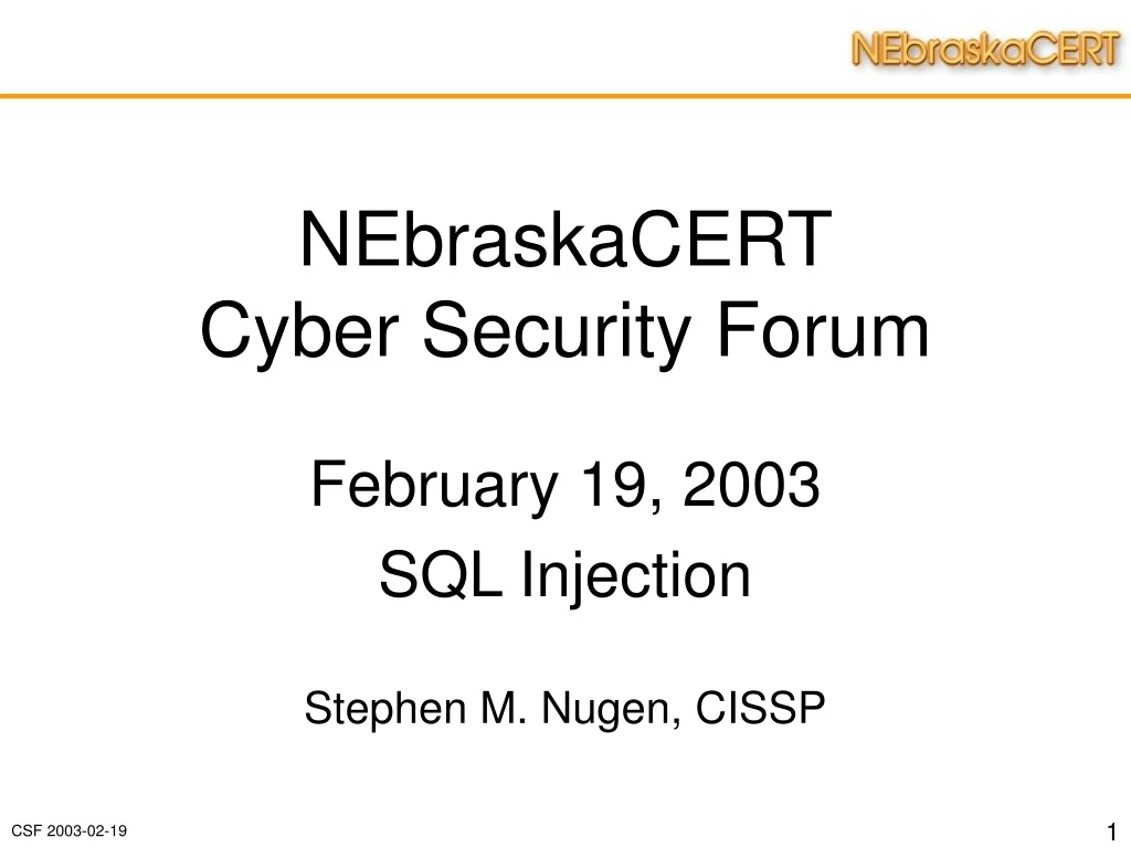 nebraskacert cyber security forum