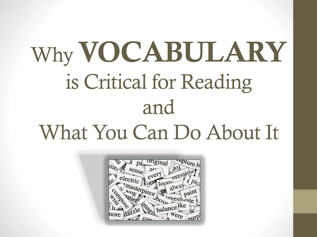 why vocabulary is critical for reading and what you can do about it